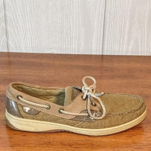 Sperry boat shoes top siders cotton leather sz 7 - Picture 1 of 9